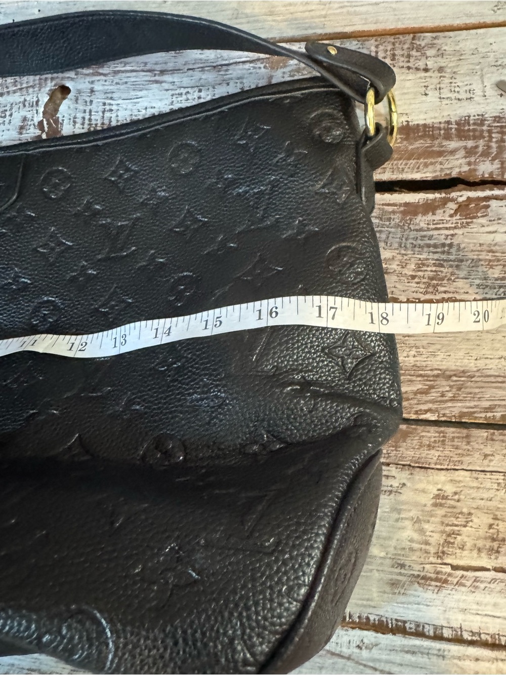 Black Embossed Shoulder Bag with Top Strap - Picture 7 of 9